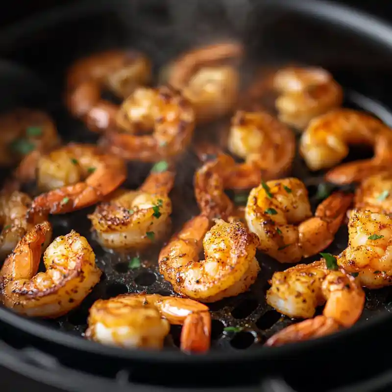Air Fryer Shrimp Recipe 6 spicy Cajun air fryer shrimp recipe in air fryer basket