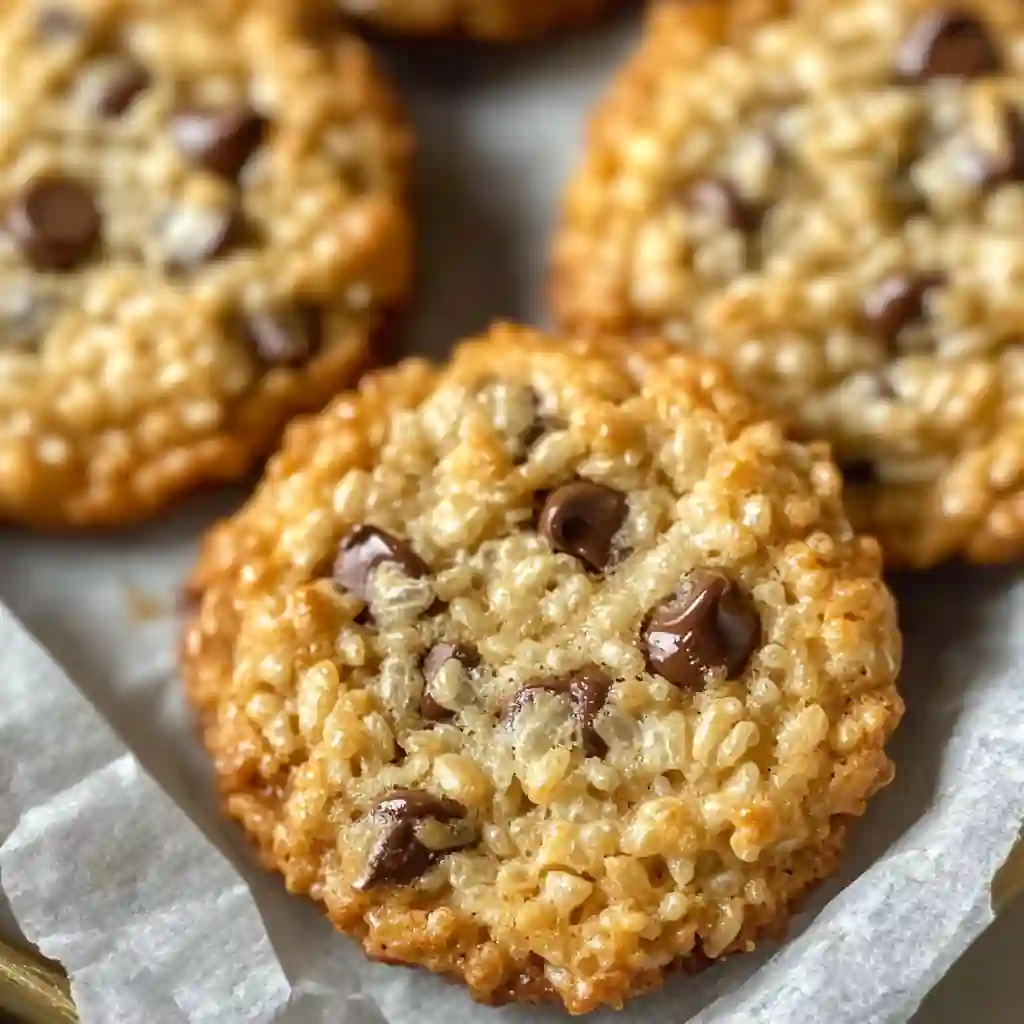 Chocolate chip rice krispie cookies fresh from oven