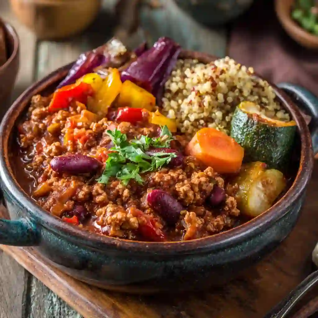 Crockpot Recipes High Protein: Simple & Flavorful Meals for Every Day 5 High-protein crockpot turkey chili served with quinoa