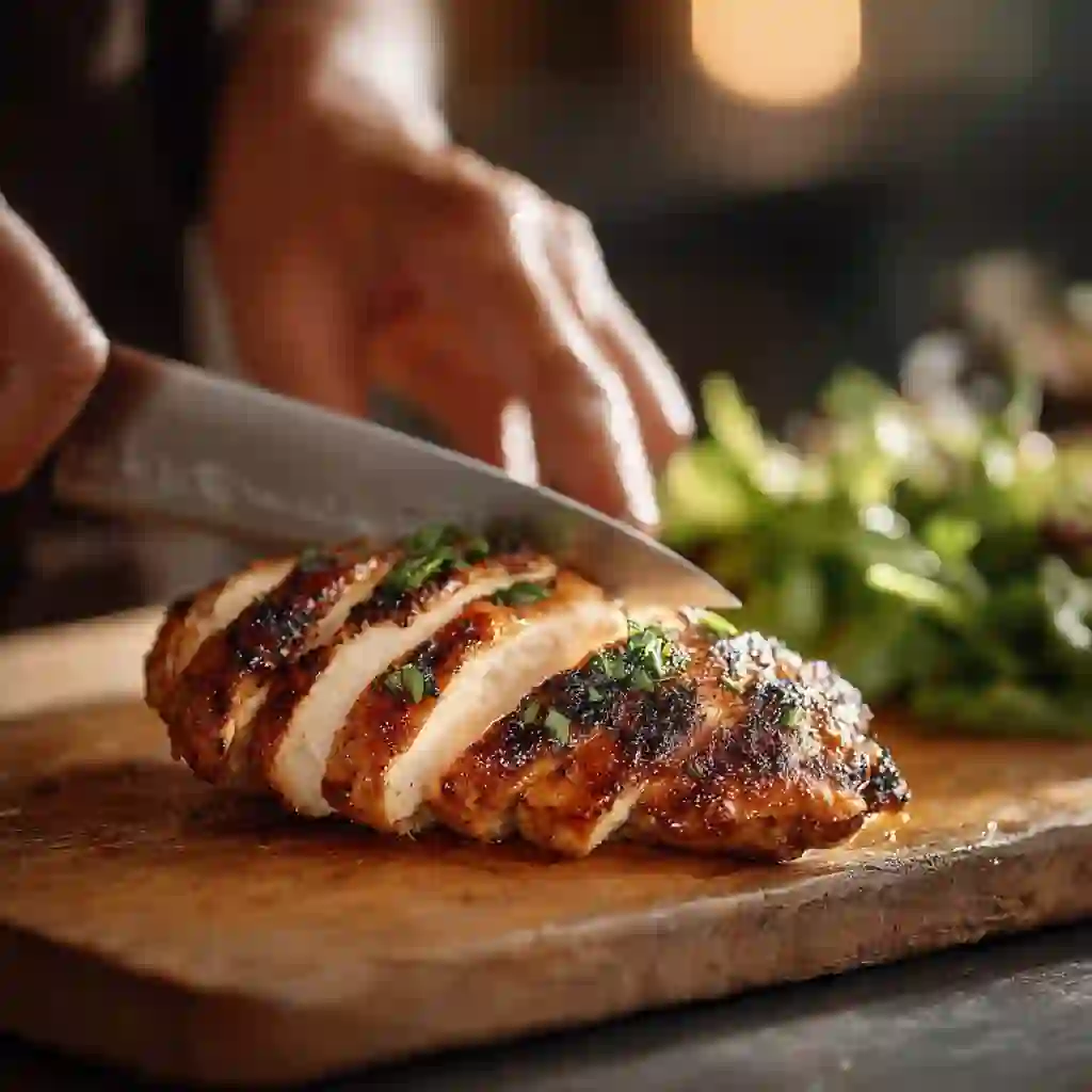 High Protein Salad Recipes: Easy, Flavorful & Satisfying Ideas 5 Slicing chicken for high protein salad recipes