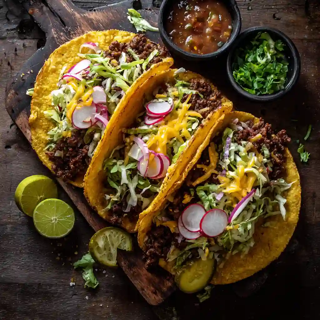 Smash burger tacos with crispy tortillas and juicy beef