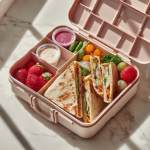 TikTok-Inspired Lunchbox Hack with quesadilla and sides