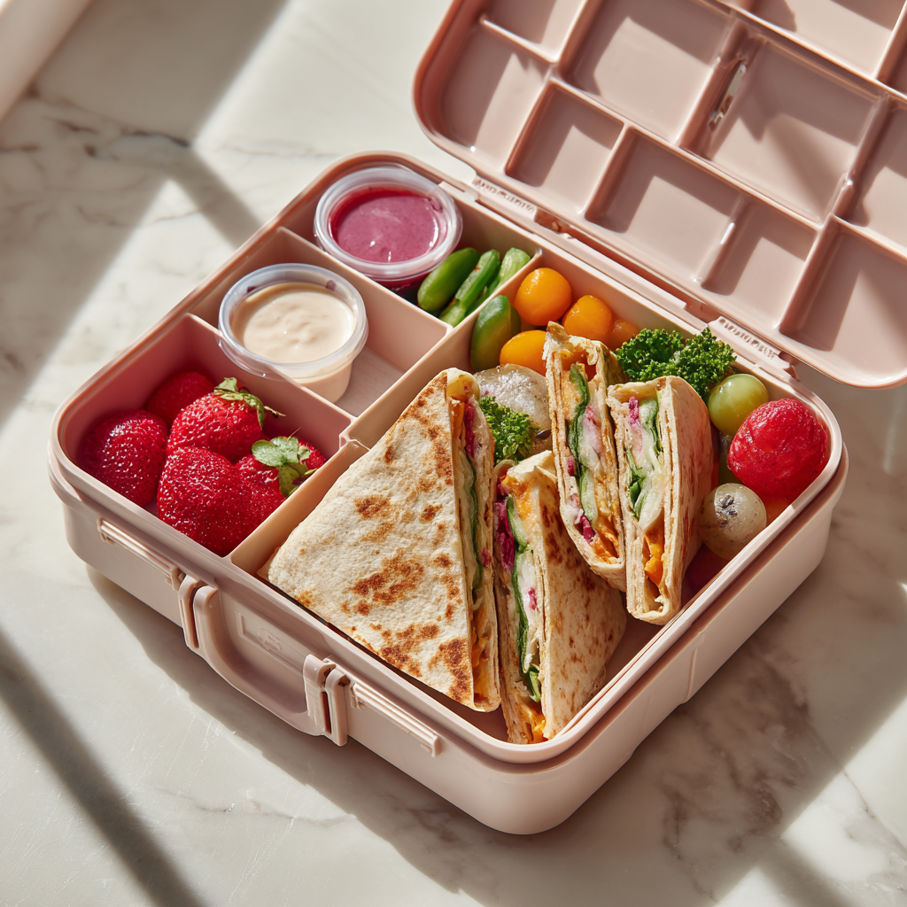 TikTok-Inspired Lunchbox Hack with quesadilla and sides