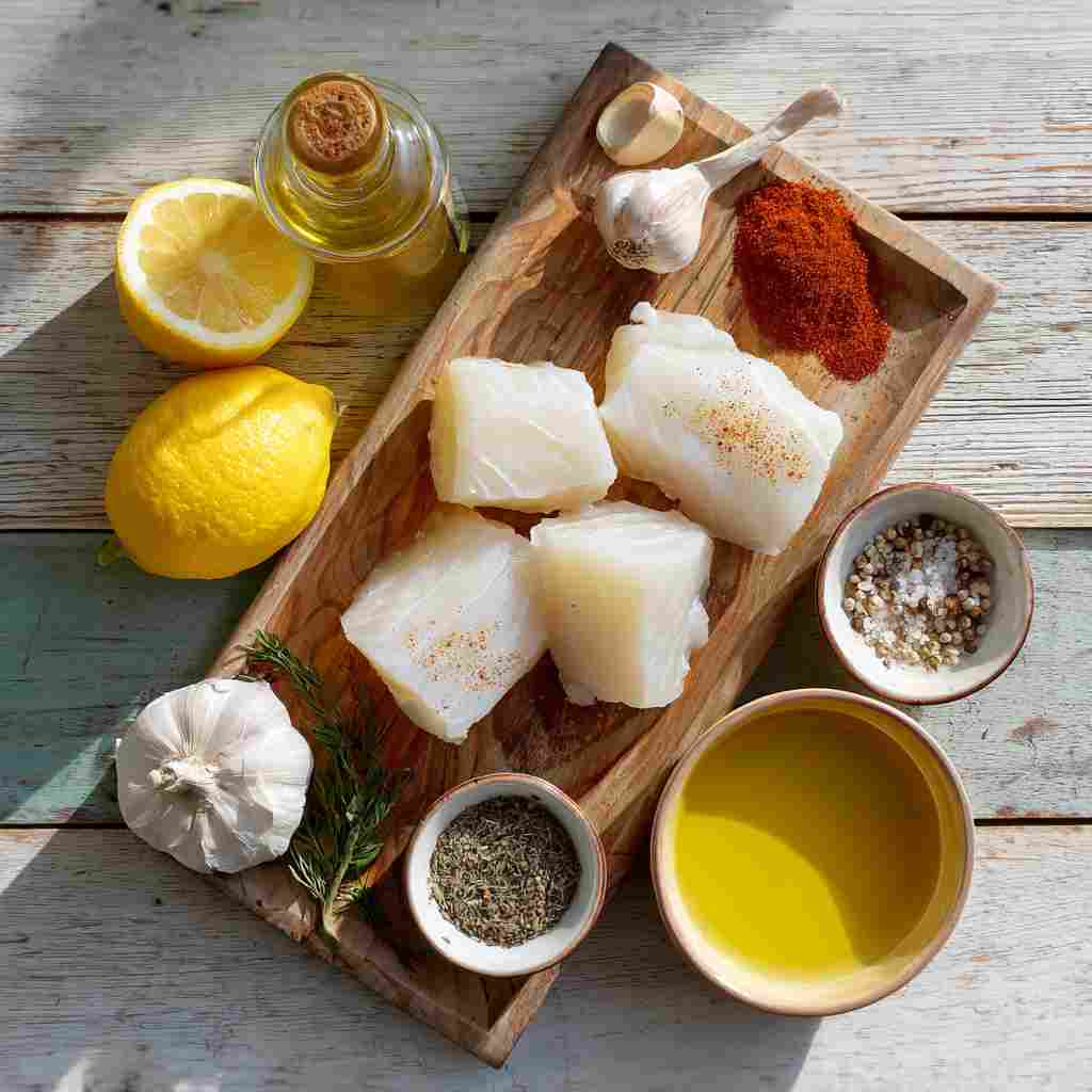 air fryer cod recipe ingredients layout