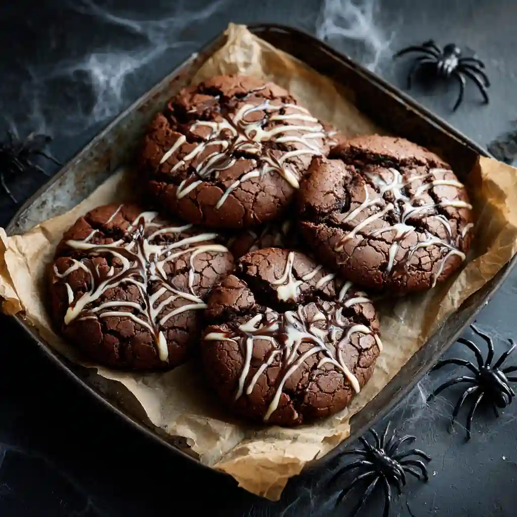 Spooky Fun: Halloween Snack Ideas That’ll Vanish in Minutes 2 air fryer cookies with melted marshmallow webs for Hallowee