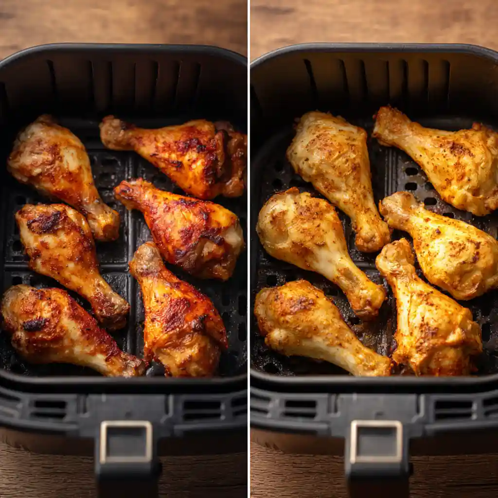 Air fryer chicken drumsticks comparison: crispy vs. soggy
