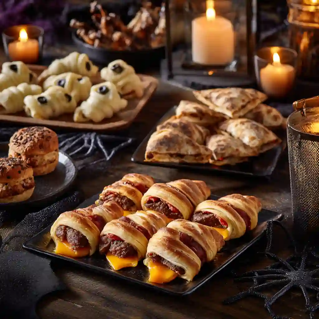 mummy sliders and ghost quesadillas for Halloween party