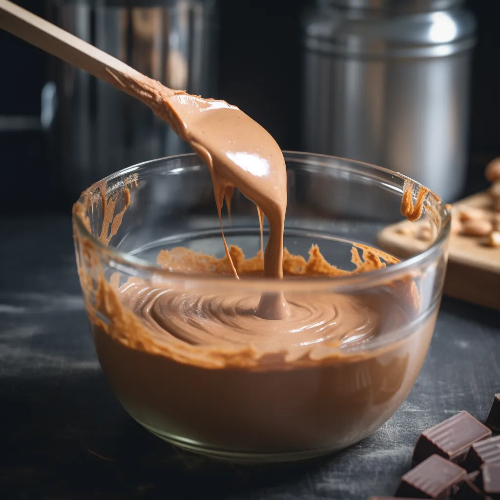 The Best High-Protein Chocolate Peanut Butter Bars 7 mixing chocolate protein powder and peanut butter in bowl