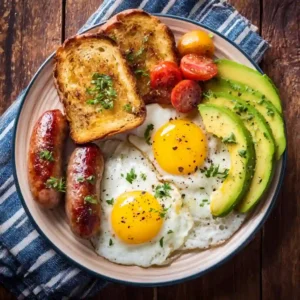 Classic high protein breakfast recipes on a plate