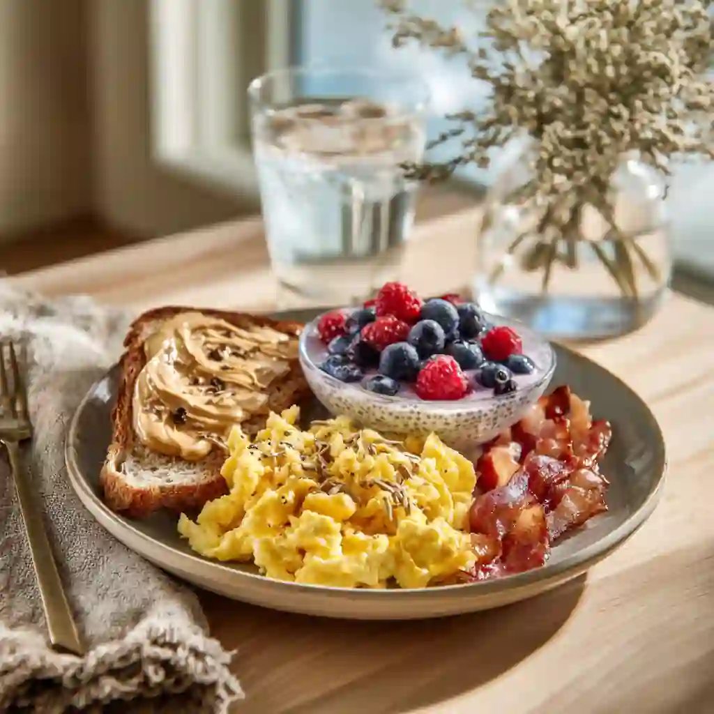 Served high-protein breakfast for weight loss on plate