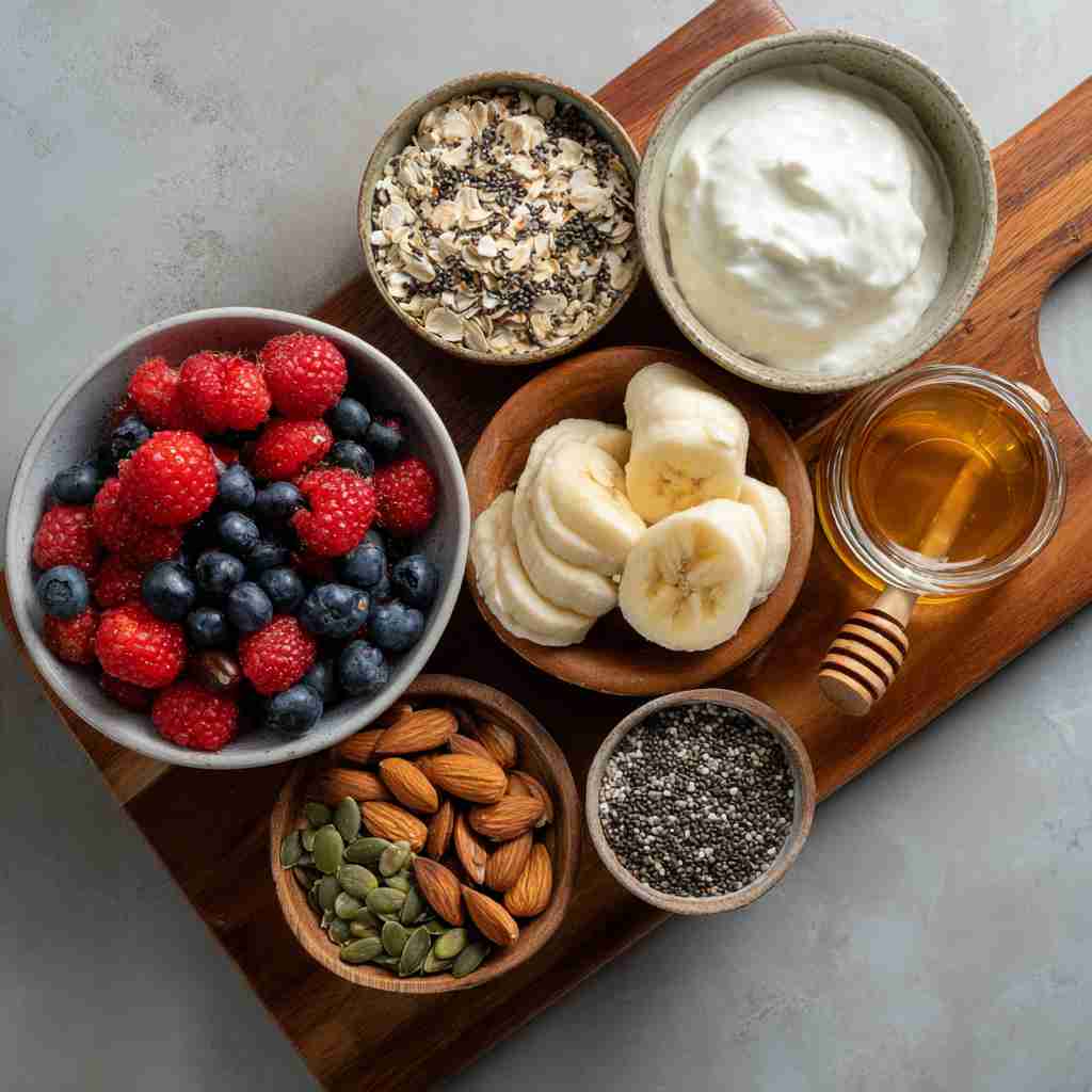 High Protein Yogurt Bowl for Lunch: A Fresh Way to Power Your Day 6 Ingredients for a high protein yogurt bowl with fruit, nuts, and seeds