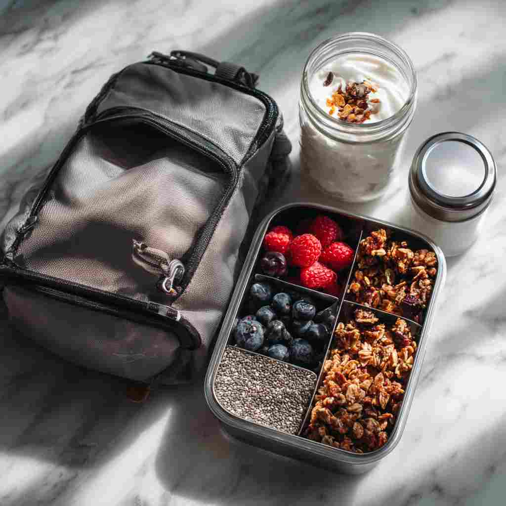 High Protein Yogurt Bowl for Lunch: A Fresh Way to Power Your Day 7 Packed high protein yogurt bowl in a mason jar with toppings