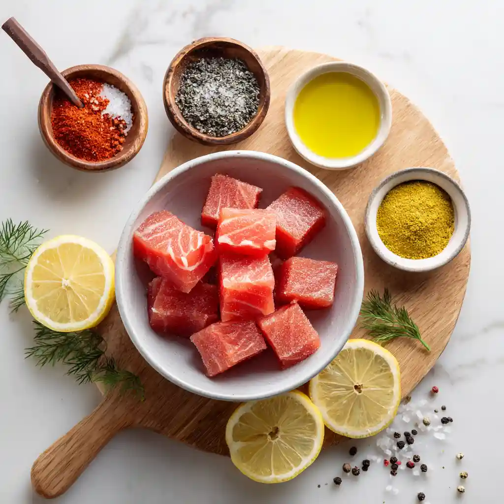 Ingredients for air fryer salmon bites