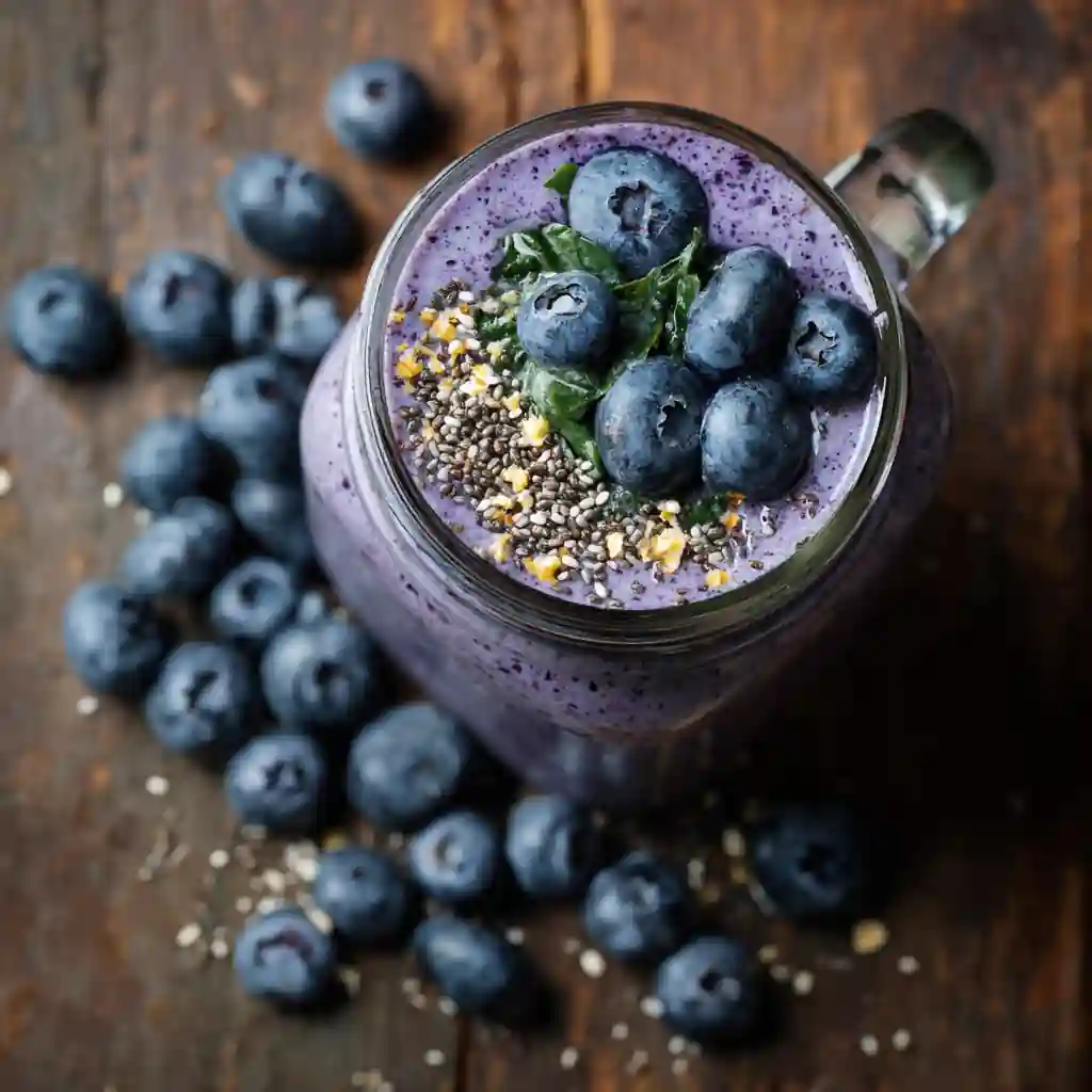 blueberry smoothie recipe for weight loss with Greek yogurt and spinach