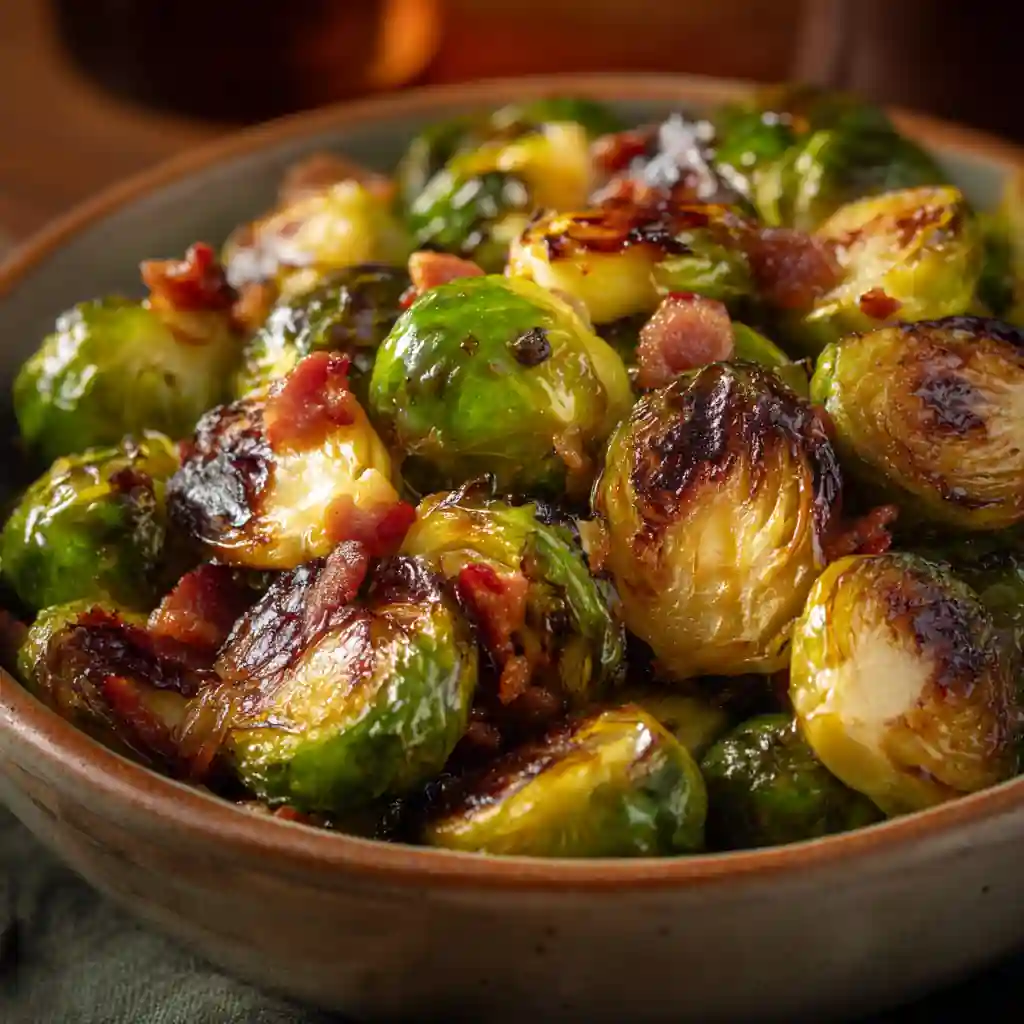 Maple Roasted Brussels Sprouts with Bacon: The Side Dish That Converts Skeptics 1 Maple roasted Brussels sprouts with crispy bacon