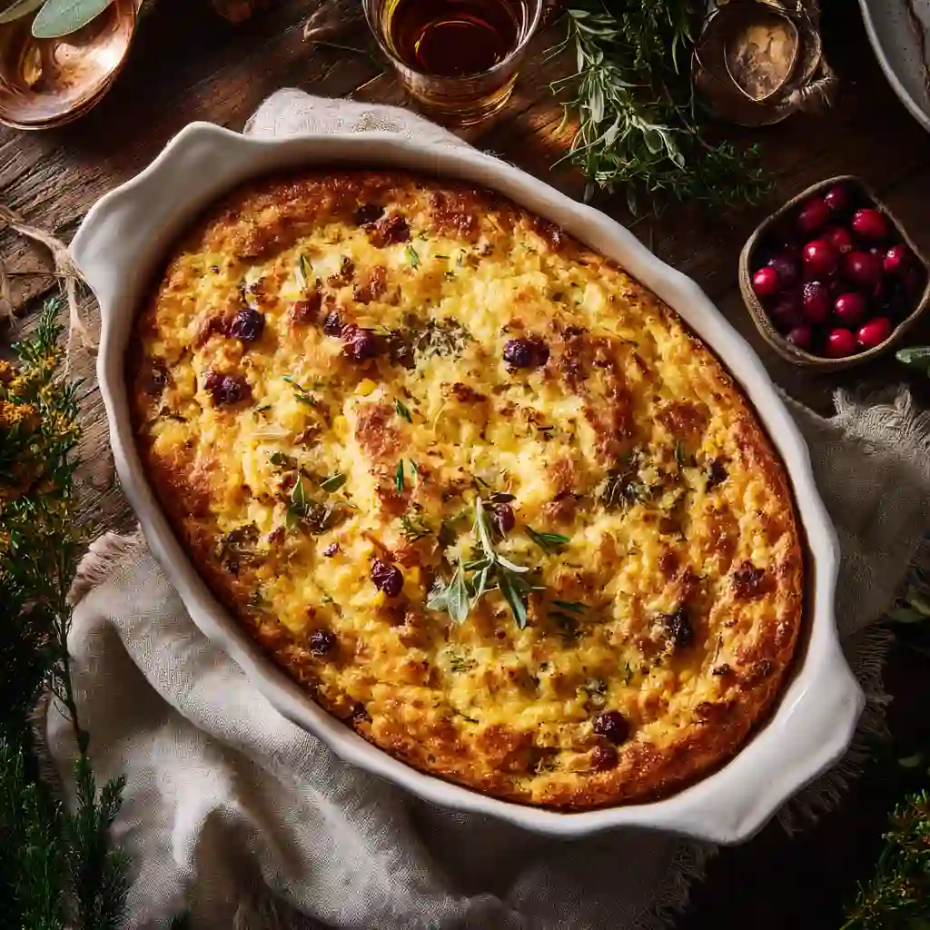 Southern Corn Pudding for Thanksgiving: A Comfort Dish That Steals the Show 1 Southern corn pudding for Thanksgiving in a white baking dish