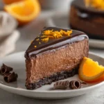 Chocolate Orange Cheesecake - A Zesty Twist on a Classic Favorite 3 Chocolate orange cheesecake slice topped with ganache and orange zest