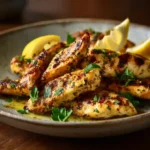 Juicy Mediterranean Chicken Tenders served with lemon and parsley