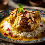 Persian Chicken: Aromatic and Exquisite Persian Flavors in Every Bite 3 Persian Chicken with saffron, almonds, and orange zest in golden sauce