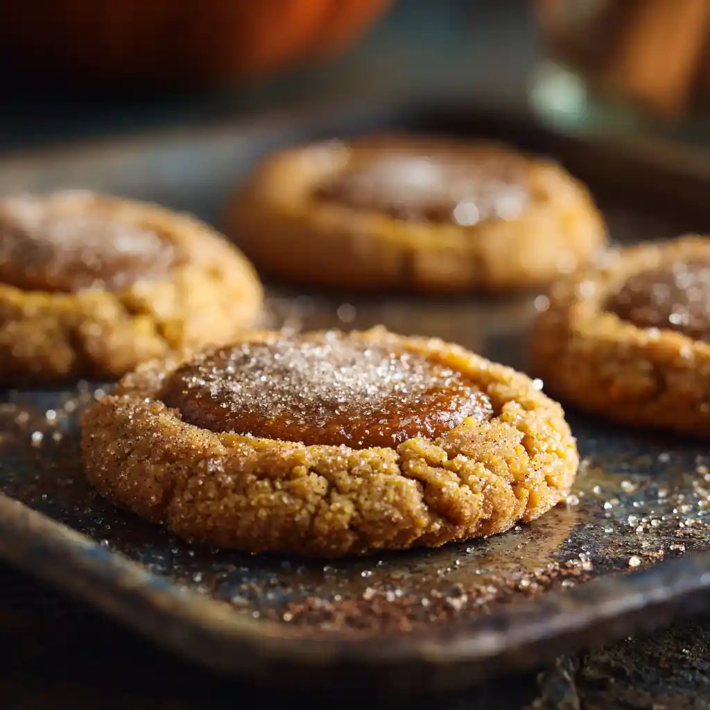 Pumpkin pie cookies with golden crust and spiced filling