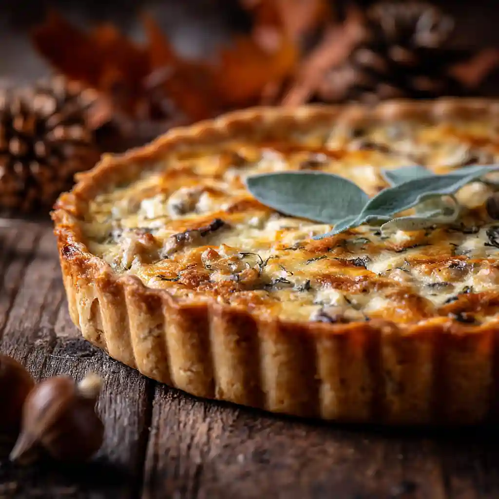 Pumpkin Sage and Mushroom Tart with flaky crust