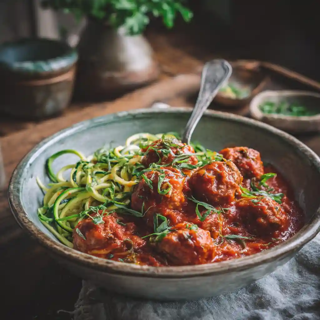 Slow Cooker Turkey Meatballs with Zucchini Noodles recipe