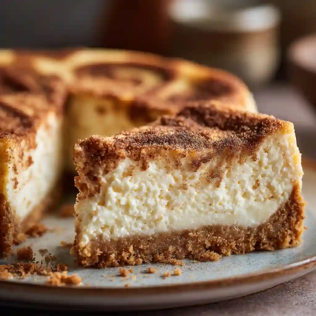 Homemade Snickerdoodle Cheesecake with cinnamon sugar topping