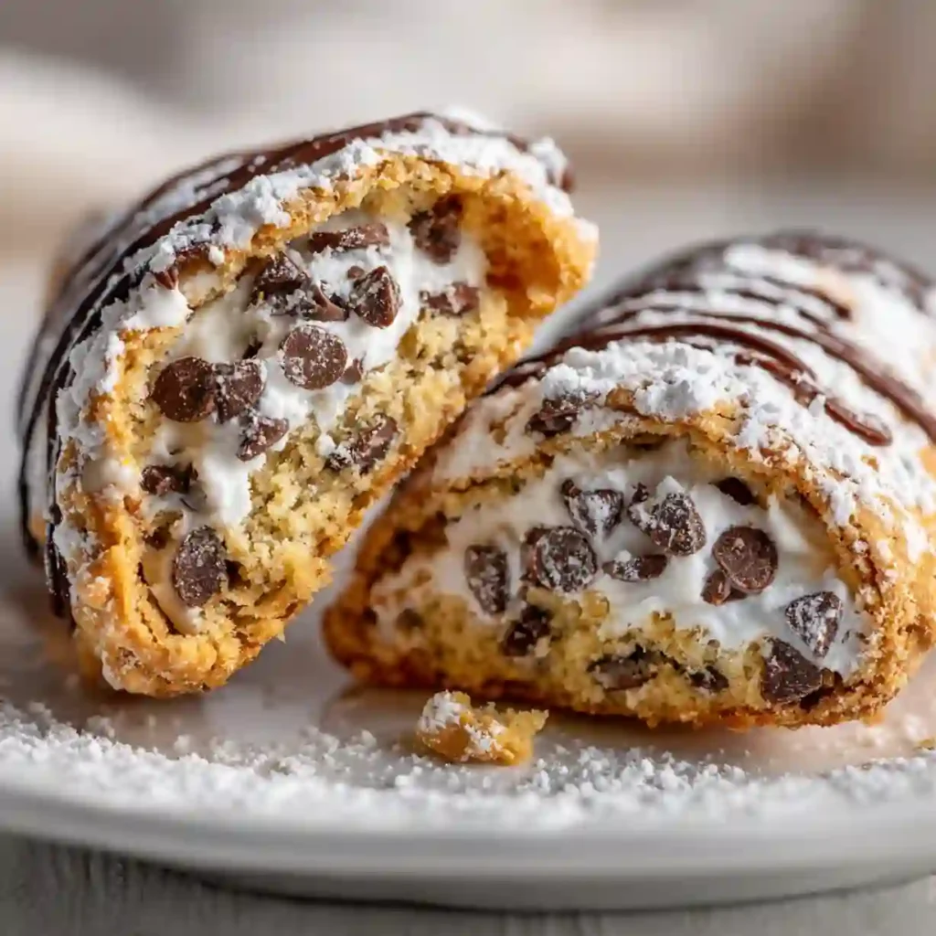 Close-up of cannoli cookie inside