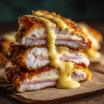 Chicken cordon bleu with mustard sauce