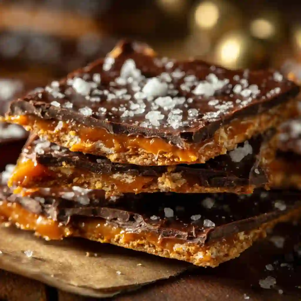 Christmas crack with chocolate and sea salt on parchment