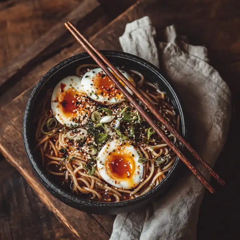 Bowl of noodles with chopsticks
