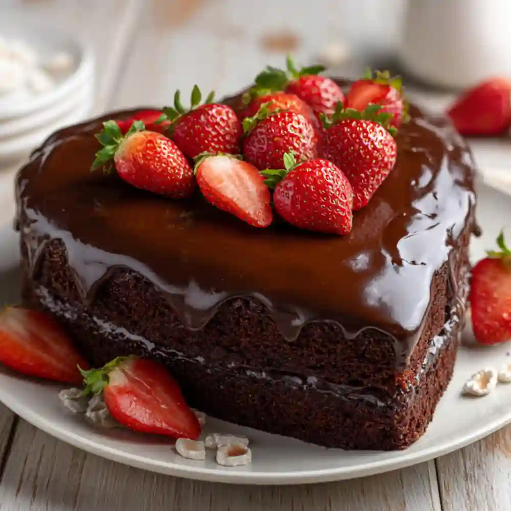 Heart-Shaped Chocolate Layer Cake with Strawberry Filling 3 heart shaped chocolate layer cake optimized