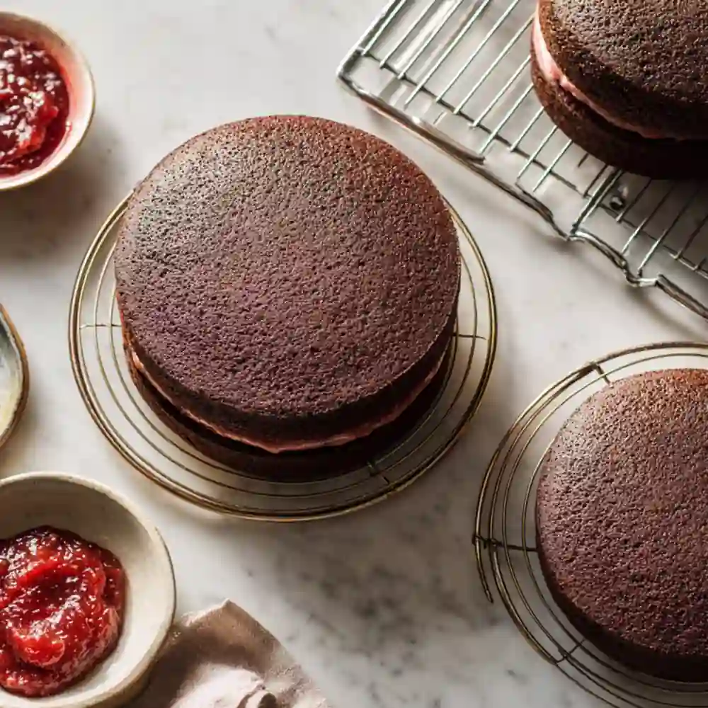 Heart-Shaped Chocolate Layer Cake with Strawberry Filling 4 heart shaped chocolate layer cake step