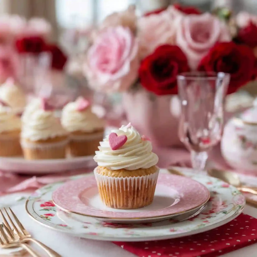 Heart-Topped Vanilla Cupcakes with Buttercream Roses (So Pretty!) 8 heart topped vanilla cupcakes serving ultrafinal under40kb