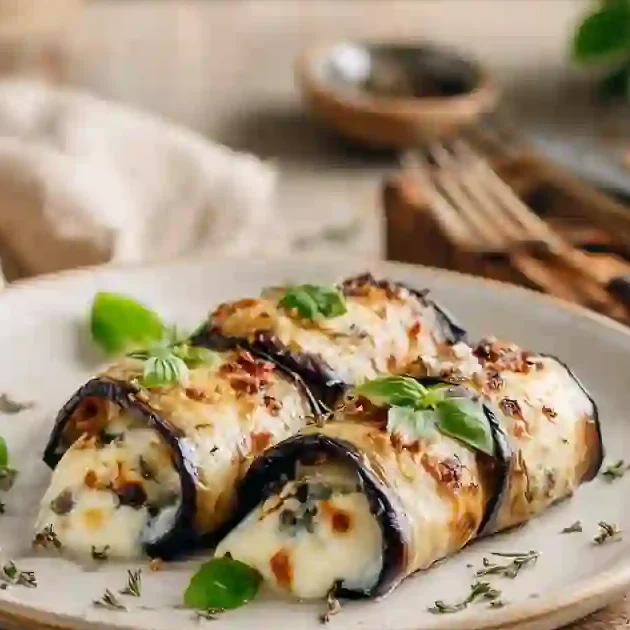 Mini Eggplant Mozzarella Wrap Rolls