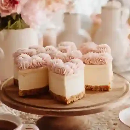 Mini Heart Cheesecakes for Galentine’s Day – Sweet & Creamy Love Bites 8 mini heart cheesecakes serving optimized edited