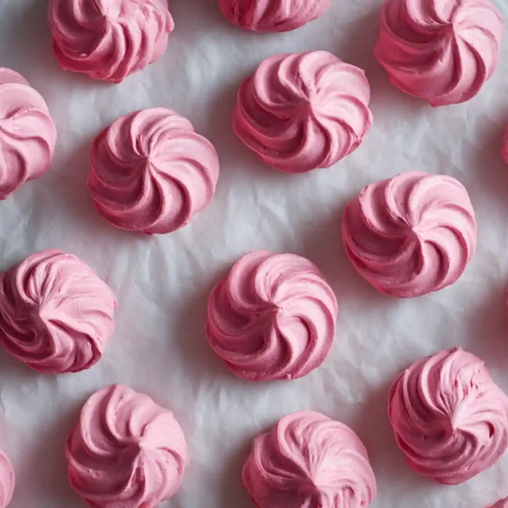 Mini Pink Pavlovas with Whipped Cream & Berries 5 mini pink pavlovas step optimized