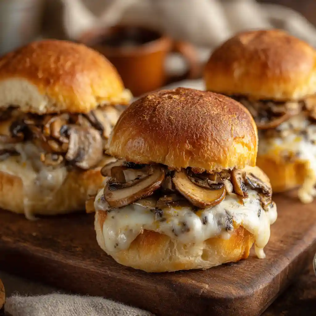 Mushroom Swiss Smashburgers - Juicy Skillet Burgers with Rich Flavor 2 Mushroom Swiss Smashburgers with sautéed mushrooms and melted cheese