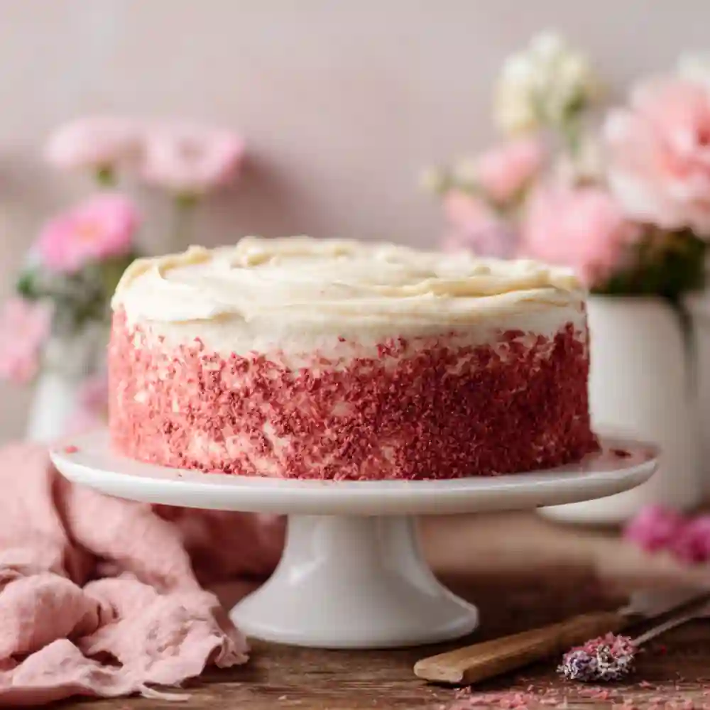 Pink Velvet Cake with Cream Cheese Frosting (Perfect for Valentine’s Day) 5 pink velvet cake featured optimized