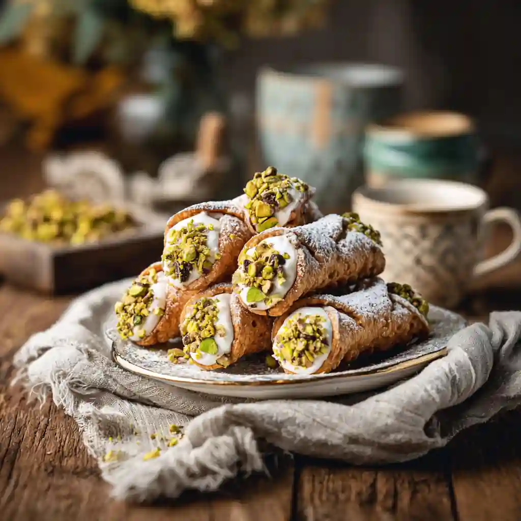 Pistachio cannoli with espresso