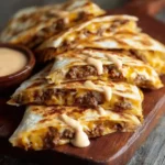 Smashburger Quesadillas with melted cheese and burger sauce