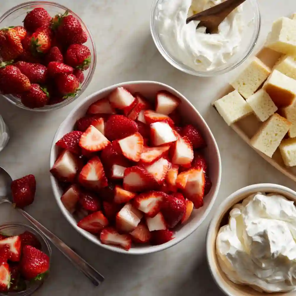 strawberry shortcake dessert cups step 1