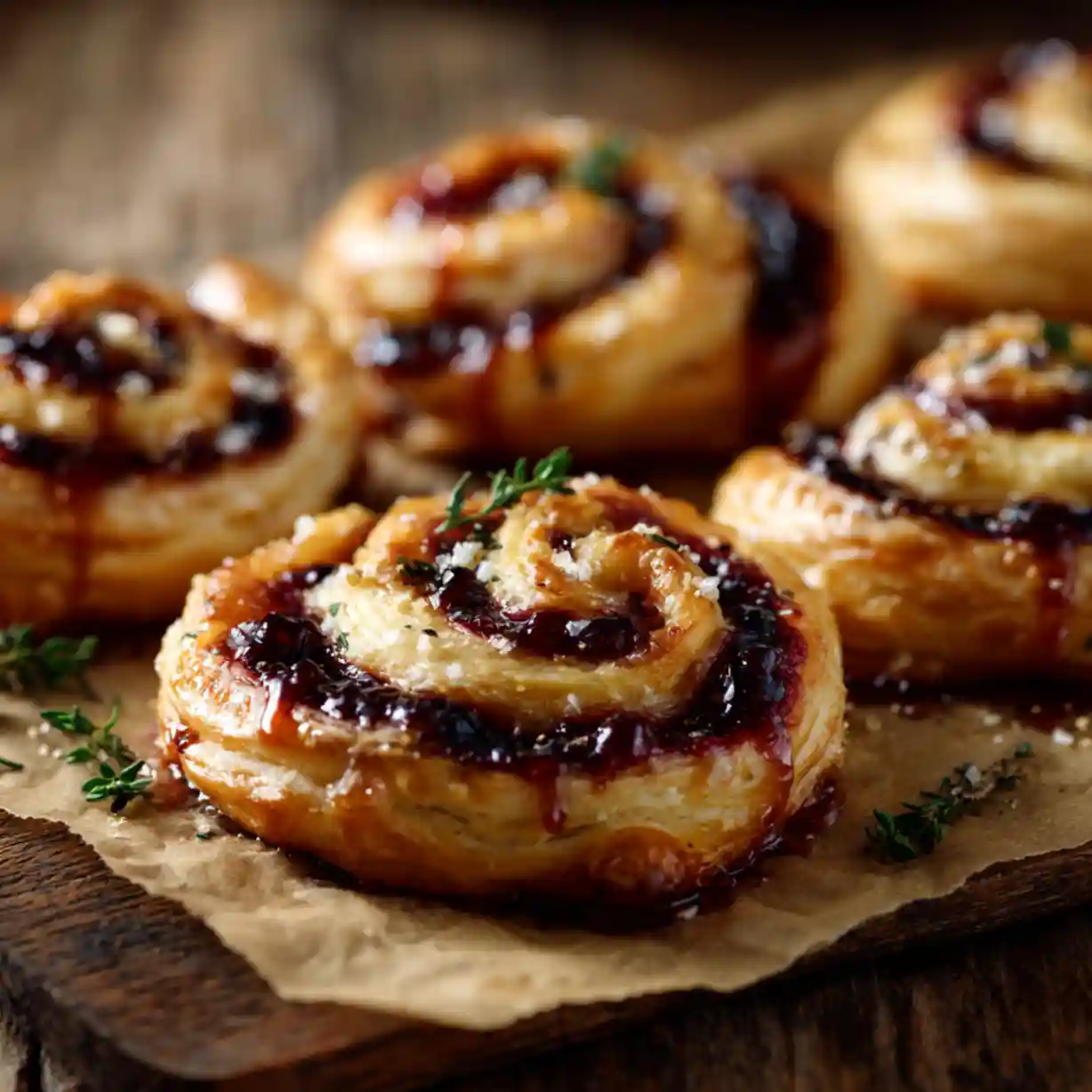 Blackberry Brie Pastry Swirls: Buttery, Sweet & Elegant 2 Blackberry Brie Pastry Swirls with honey drizzle and thyme