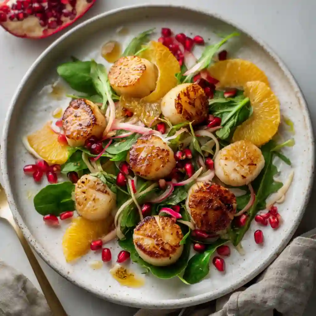 Citrus Scallop Salad with Pomegranate Bliss – fresh seafood salad with citrus and pomegranate