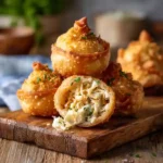 Crispy Crab Rangoon Bombs with creamy crab filling and chili dip