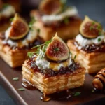 Goat cheese and fig tarts with flaky puff pastry and fig jam