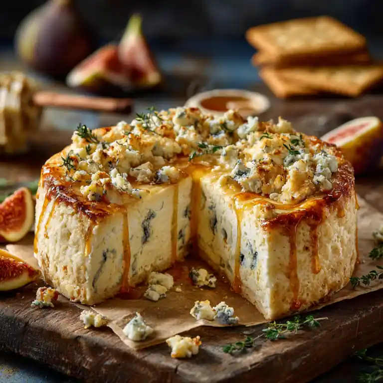 Gorgonzola Cheesecake with honey drizzle and thyme