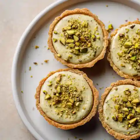 Mini Pistachio Tartlets – Creamy, Elegant & Effortless 1 Mini Pistachio Tartlets – creamy pistachio dessert with buttery crusts