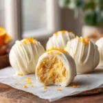 Orange Creamsicle Truffles – creamy orange and vanilla truffles coated in white chocolate