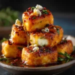 Ultra-crispy filo rolls filled with creamy feta and cream cheese, baked golden and drizzled with spicy-sweet chili honey. These finger-friendly bites are pure fire. Save this crowd-pleaser now!